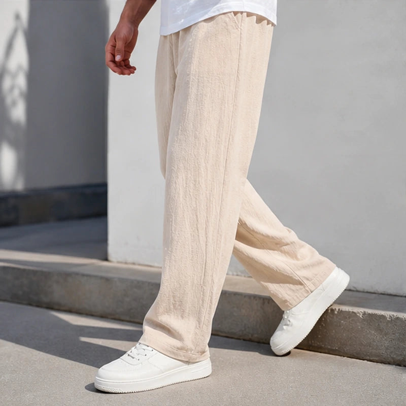 Pablo Lightweight Linen Trousers - Khaki - mens pants - Hendlys - Image 2