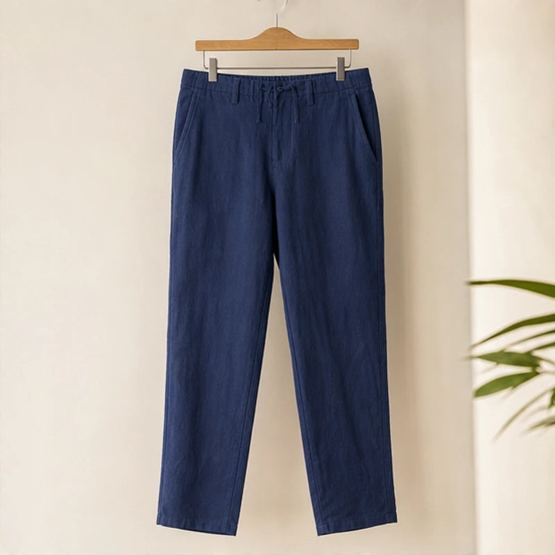 Pablo Lightweight Linen Trousers - Navy - mens pants - Hendlys - Image 2