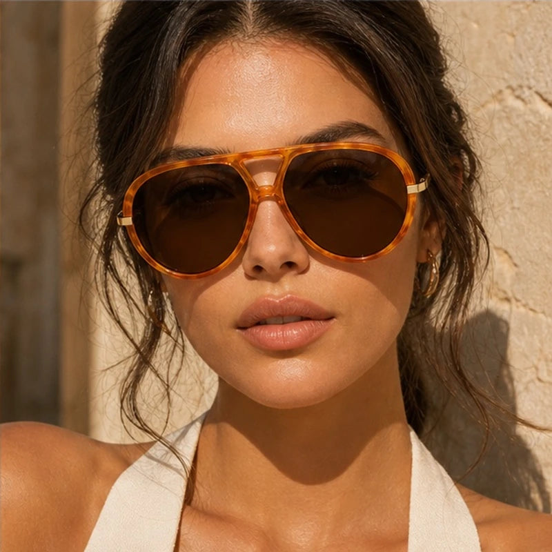 Pavia Retro Pilot Shades - Leopard tea gradient - pilot shades - Hendlys - Image 4