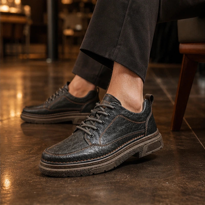 Bergman Leather Sneakers - Dark Brown - hand-stitched - Hendlys - Image 6