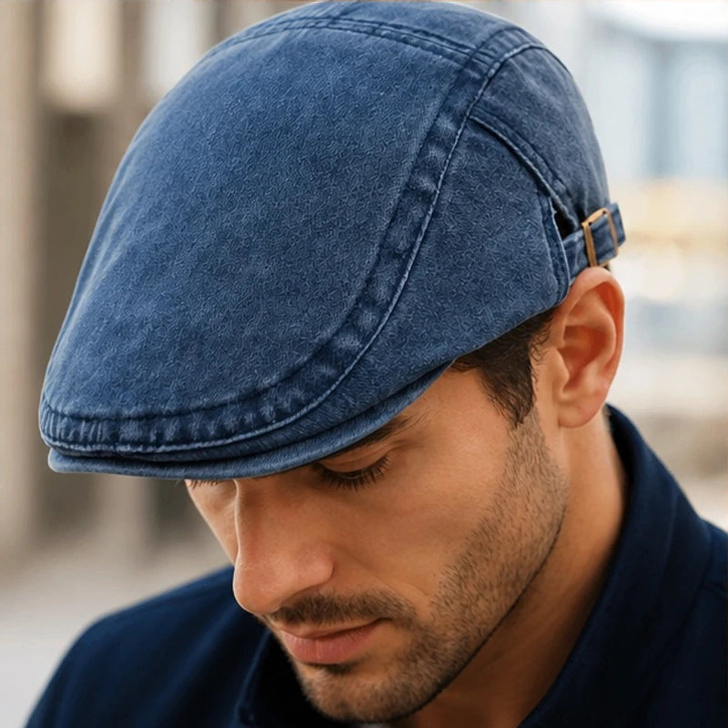 Piers Cotton Flat Cap - Navy - Accessories > Hats > Flat Caps - Hendlys - Image 2