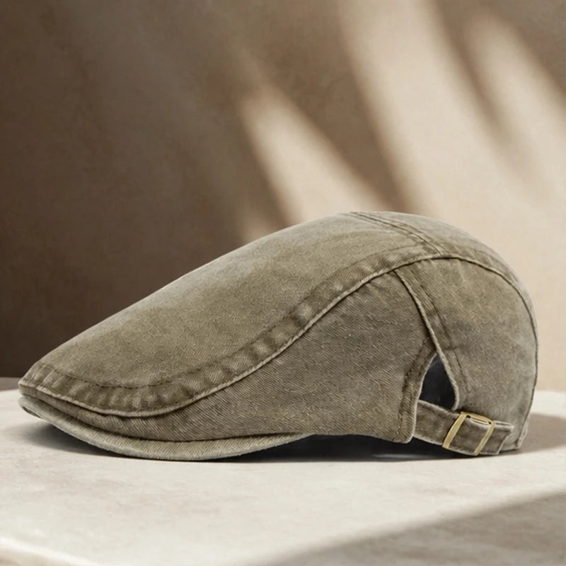 Piers Cotton Flat Cap - Olive - Accessories > Hats > Flat Caps - Hendlys - Image 1