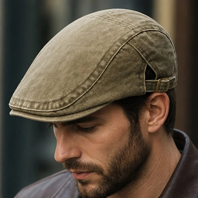 Piers Cotton Flat Cap - Olive - Accessories > Hats > Flat Caps - Hendlys - Image 2