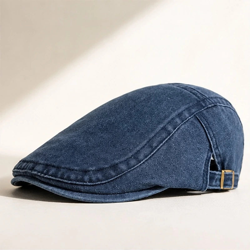 Piers Cotton Flat Cap - Navy - Accessories > Hats > Flat Caps - Hendlys - Image 1