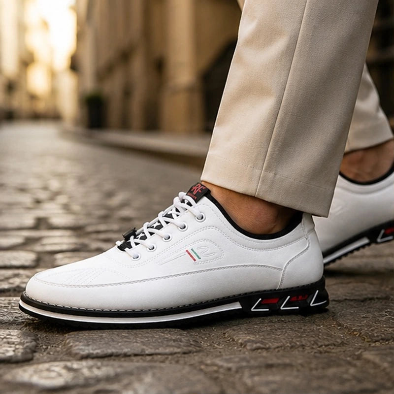 Portman Leather Sneakers - White - orthopedic sole - Hendlys - Image 4