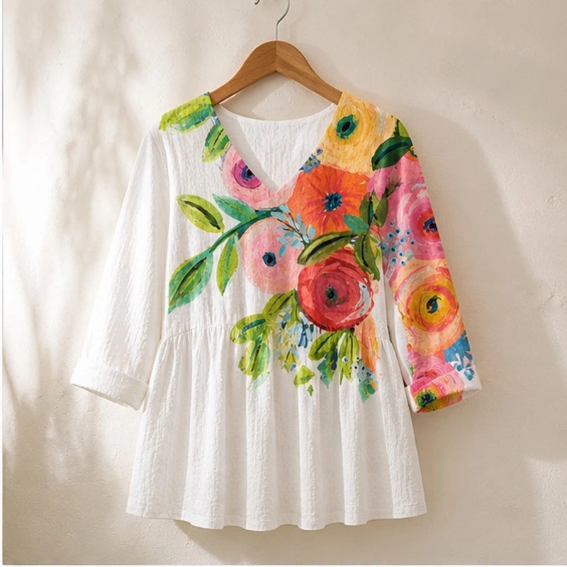 Primrose Relaxed V-Neck Floral Blouse - Floral - Department: Women - Hendlys - Image 3