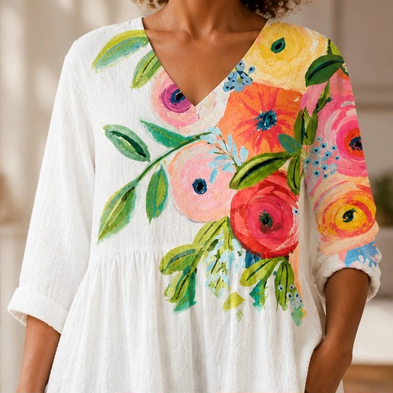 Primrose Relaxed V-Neck Floral Blouse - Floral - Product Type: Blouses - Hendlys - Image 4