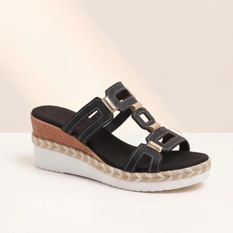 Marnola Chainlink Slides - Black - women's slides - Hendlys - Image 1