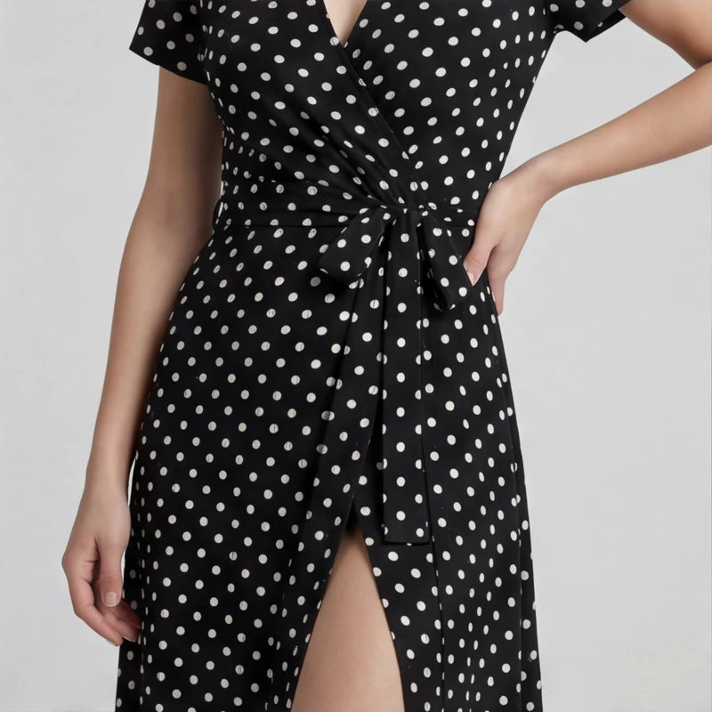 Santorini Maxi Polka Dot Dress - Black - women's dress - Hendlys - Image 2