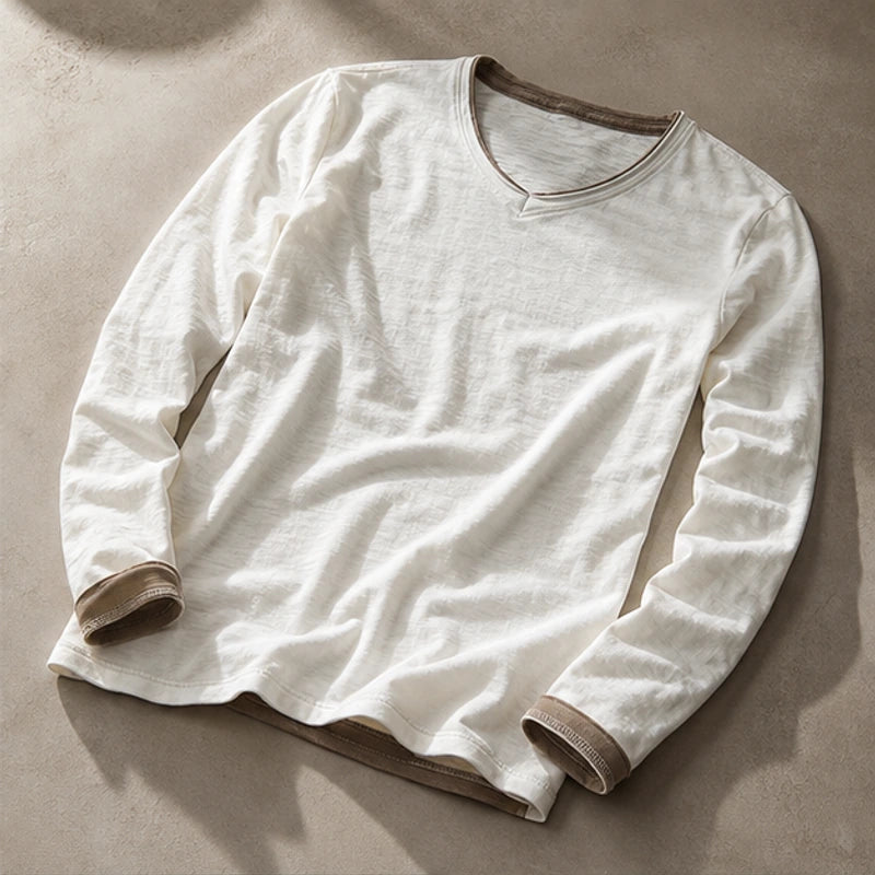 Kasane Cotton Long Sleeve Shirt - White - men's shirt - Hendlys - Image 2