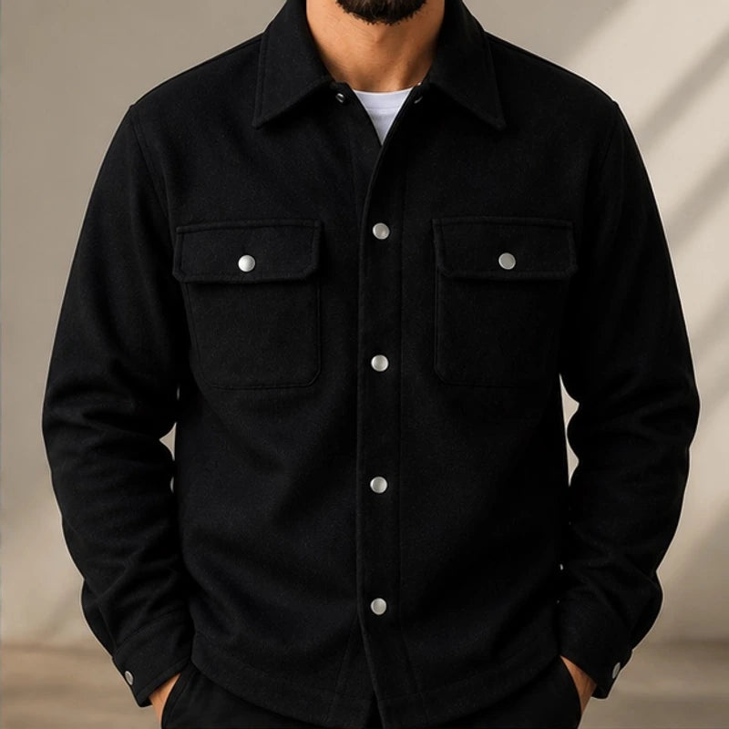 Rothwell Relaxed Shirt Jacket - Classic Black - Men's Clothing > Outerwear > Shirt Jackets - Hendlys - Image 1