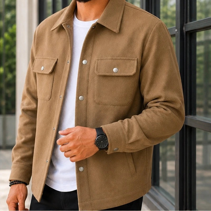 Rothwell Relaxed Shirt Jacket - Warm Khaki - Men's Clothing > Outerwear > Shirt Jackets - Hendlys - Image 1