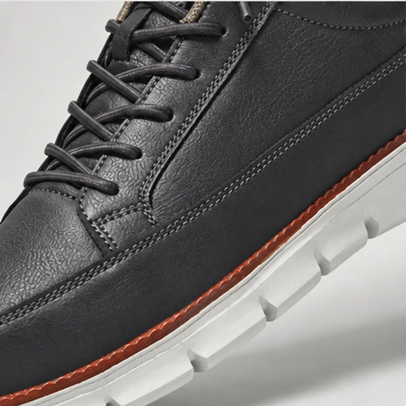 Rowan Court Leather Sneaker - Charcoal - genuine leather - Hendlys - Image 4