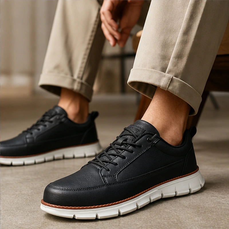 Rowan Court Leather Sneaker - Black - leather sneaker - Hendlys - Image 3