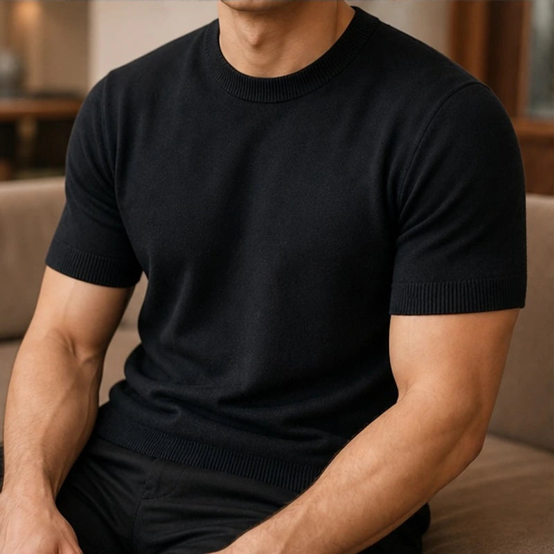 Rowan Merino Cashmere T-Shirt - Black - men's t-shirt - Hendlys - Image 2