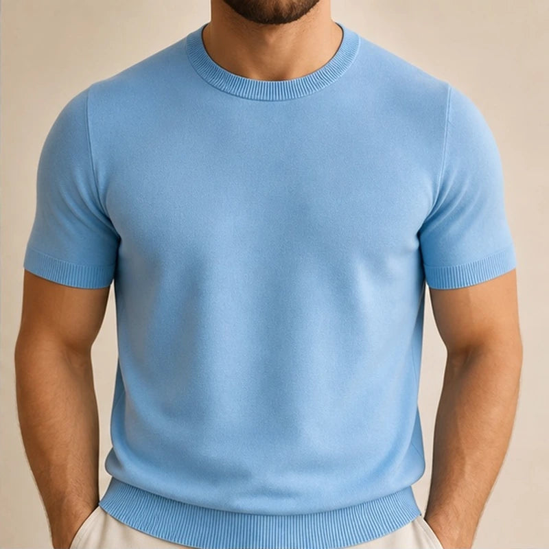 Rowan Merino Cashmere T-Shirt - Blue - T-Shirts - Hendlys - Image 1