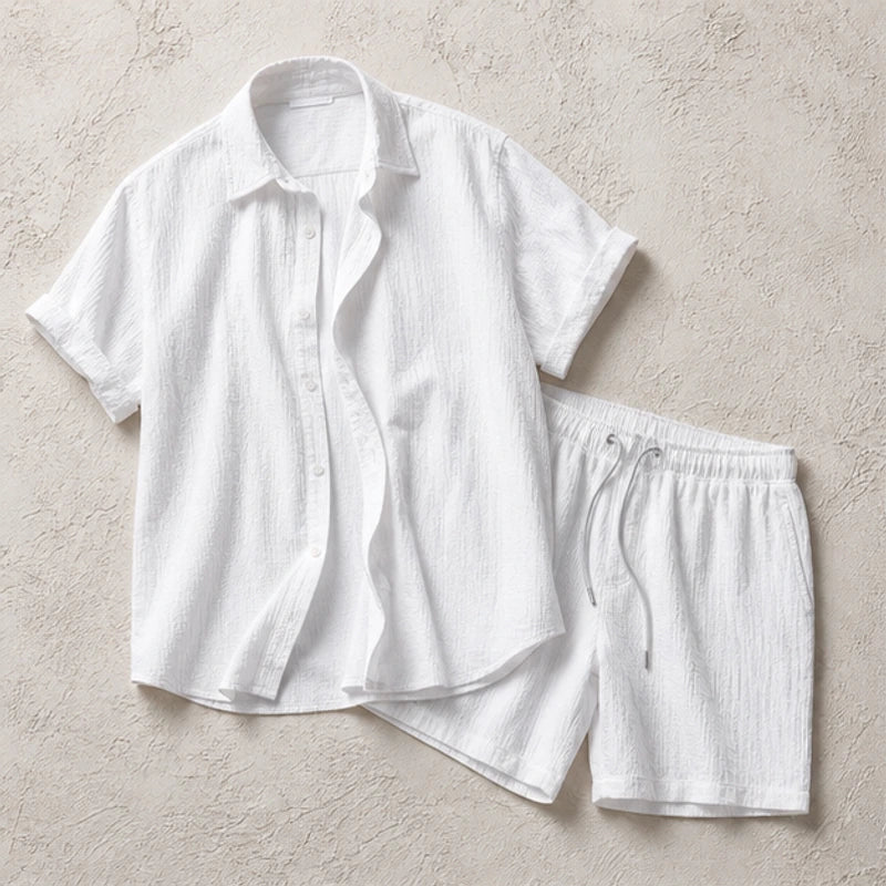 Santorini Linen Shorts Set - White - shorts set - Hendlys - Image 3