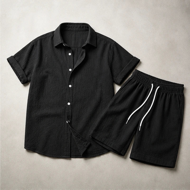 Santorini Linen Shorts Set - Black - two-piece set - Hendlys - Image 4