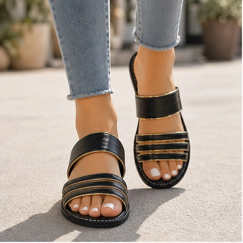 Selene Everyday Leather Sandals - Black - strappy sandals - Hendlys - Image 4