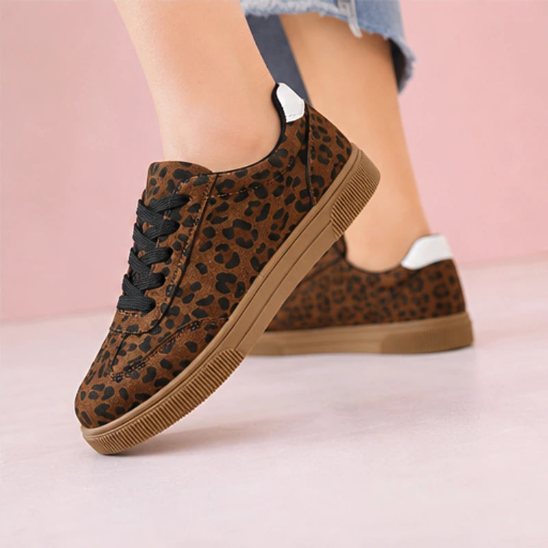 Sienna Leopard Low Top Sneaker - Brown - suede texture - Hendlys - Image 6