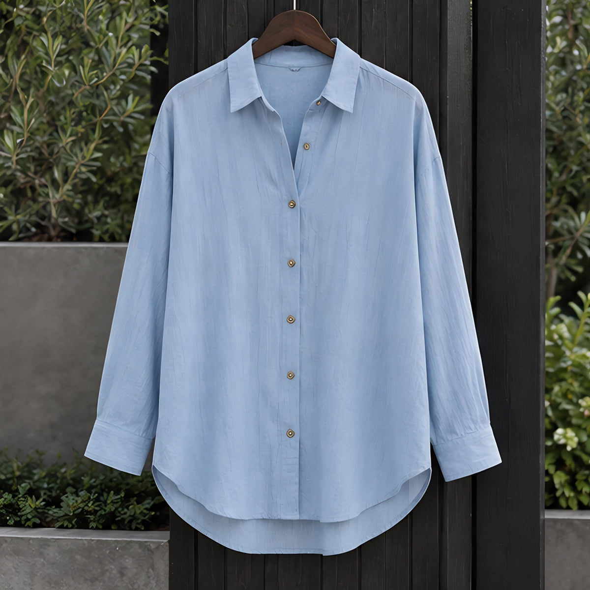 Sloane Women's Relaxed-Fit Long Sleeve Shirt - Blue - Long Sleeve Tops | Tops - Hendlys - Image 3