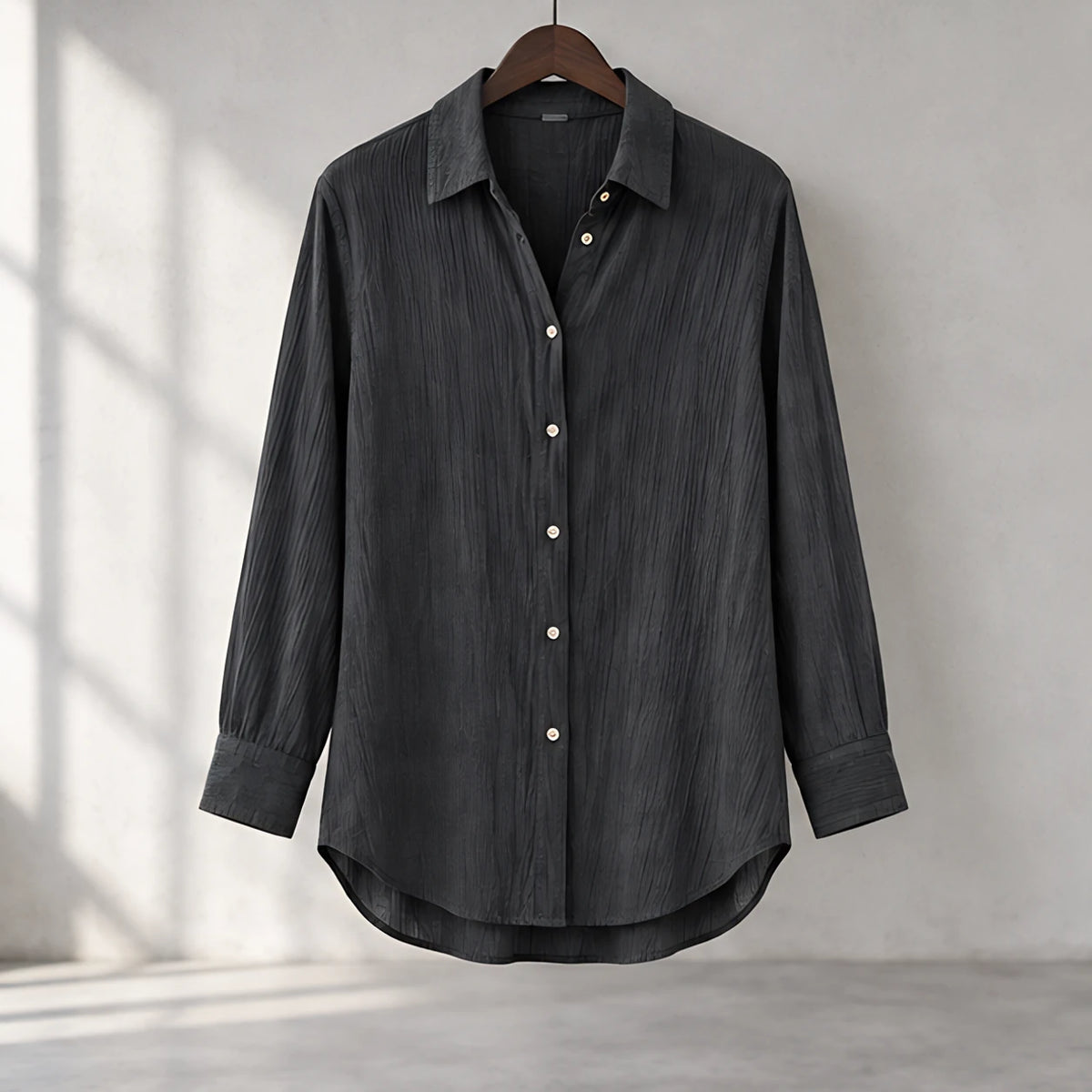 Sloane Women's Relaxed-Fit Long Sleeve Shirt - Black - Long Sleeve Tops | Tops - Hendlys - Image 3