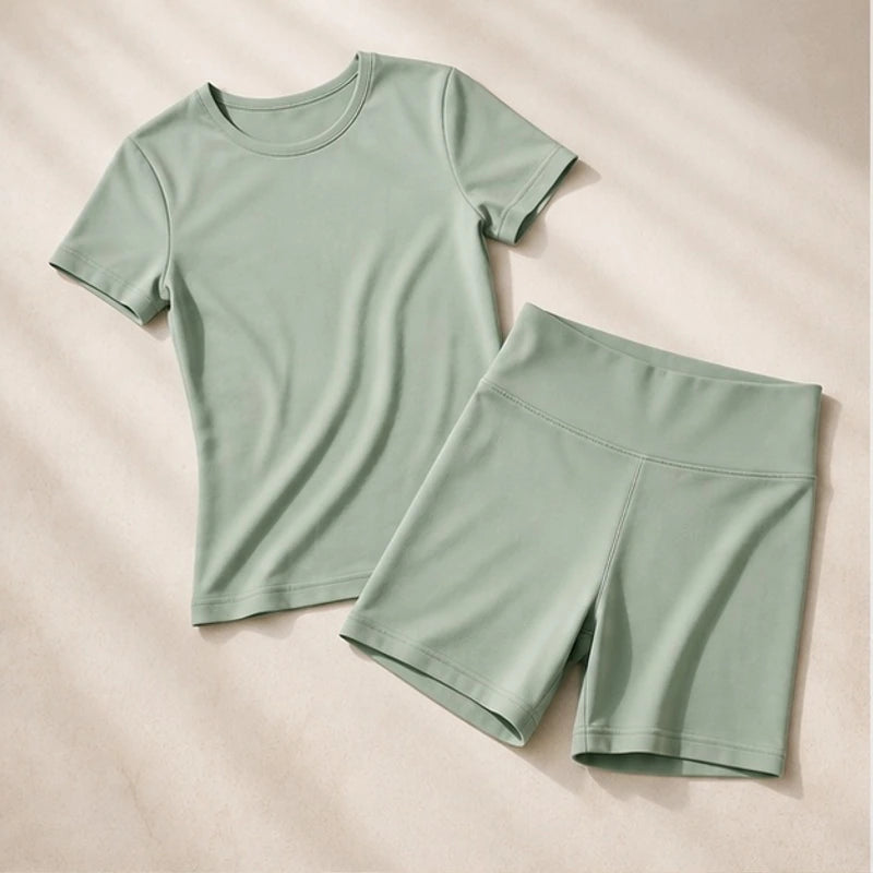 Somara Luxe Gym Set - Sage green - Women's Clothing > Activewear > Top & Shorts Sets - Hendlys - Image 2