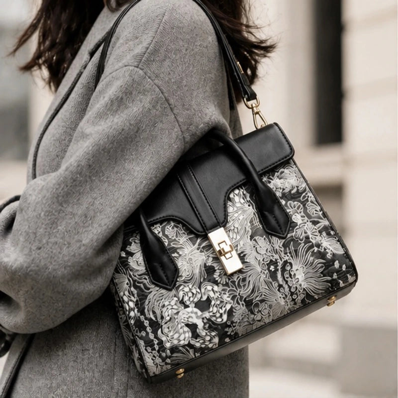 Sorelia Botanical Handbag - Noire - satchel - Hendlys - Image 3
