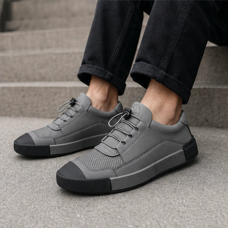 Calder Leather Court Sneaker - Gray - court sneaker - Hendlys - Image 4