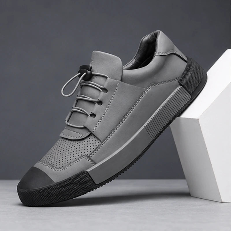 Calder Leather Court Sneaker - Gray - Sneakers - Hendlys - Image 1