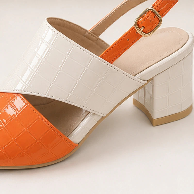 Tessa Colorblock Slingback Sandal - Orange - slingback sandals - Hendlys - Image 3