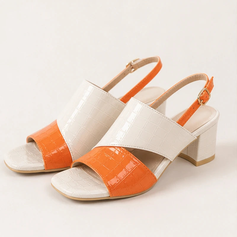 Tessa Colorblock Slingback Sandal - Orange - Sandals - Hendlys - Image 1