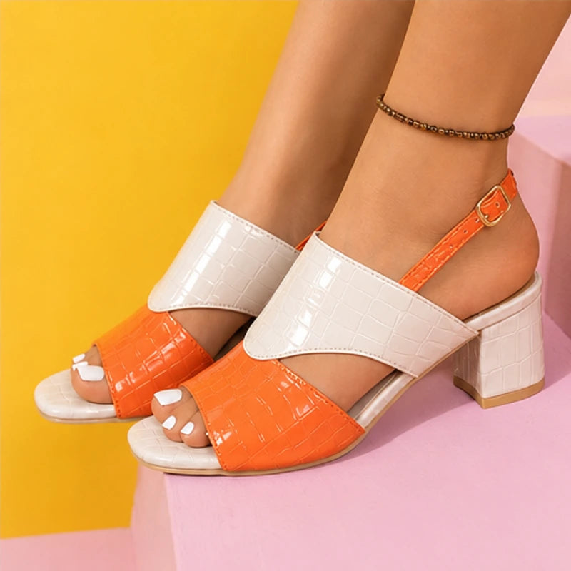 Tessa Colorblock Slingback Sandal - Orange - open toe - Hendlys - Image 8