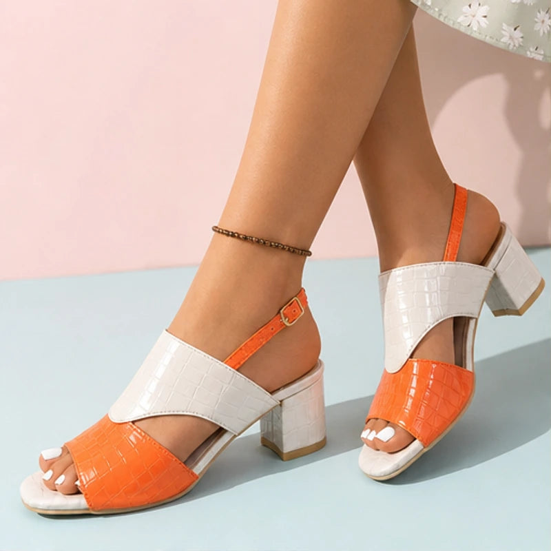 Tessa Colorblock Slingback Sandal - Orange - colorblock - Hendlys - Image 5