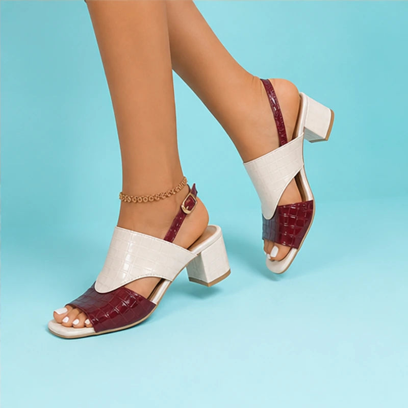 Tessa Colorblock Slingback Sandal - Burgundy - vegan leather - Hendlys - Image 7