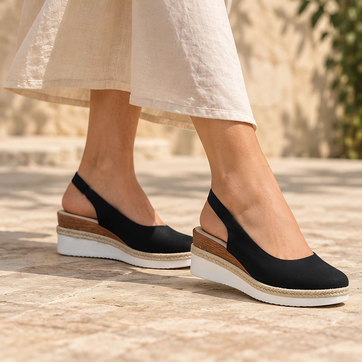 Theodora Women's Orthopedic Closed-Toe Sandals - Black - Women's Footwear > Sandals > Slingback Wedge Sandals - Hendlys - Image 3
