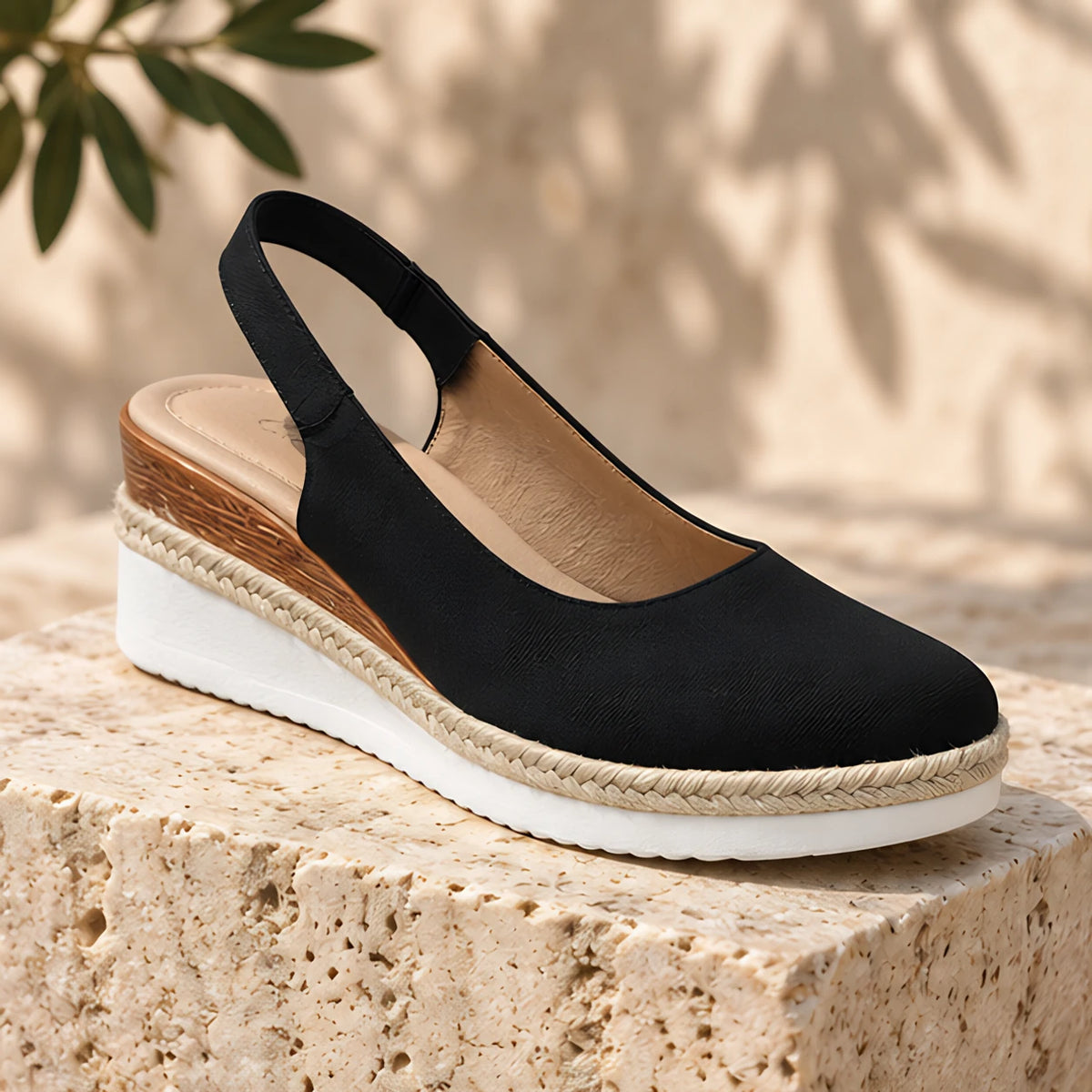 Theodora Women's Orthopedic Closed-Toe Sandals - Black - Women's Footwear > Sandals > Slingback Wedge Sandals - Hendlys - Image 1