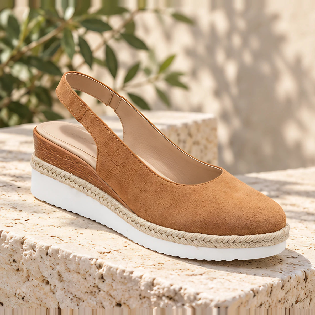 Theodora Women's Orthopedic Closed-Toe Sandals - Khaki - Women's Footwear > Sandals > Slingback Wedge Sandals - Hendlys - Image 1