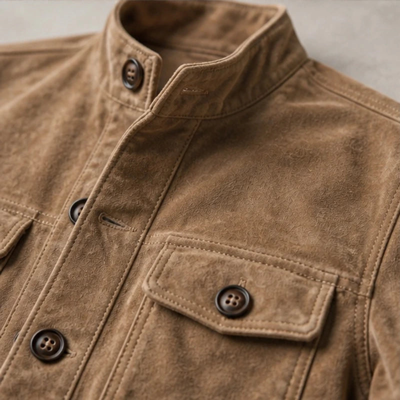 Thorne Structured Suede Jacket - Brown - structured jacket - Hendlys - Image 4