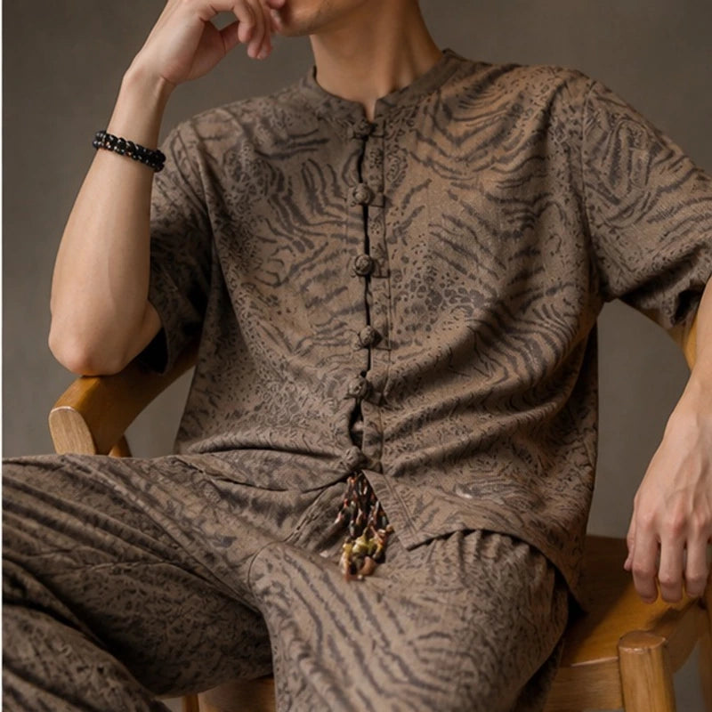 Tokako Relaxed Shirt & Pant Set - Brown - Outfit Set - Hendlys - Image 1