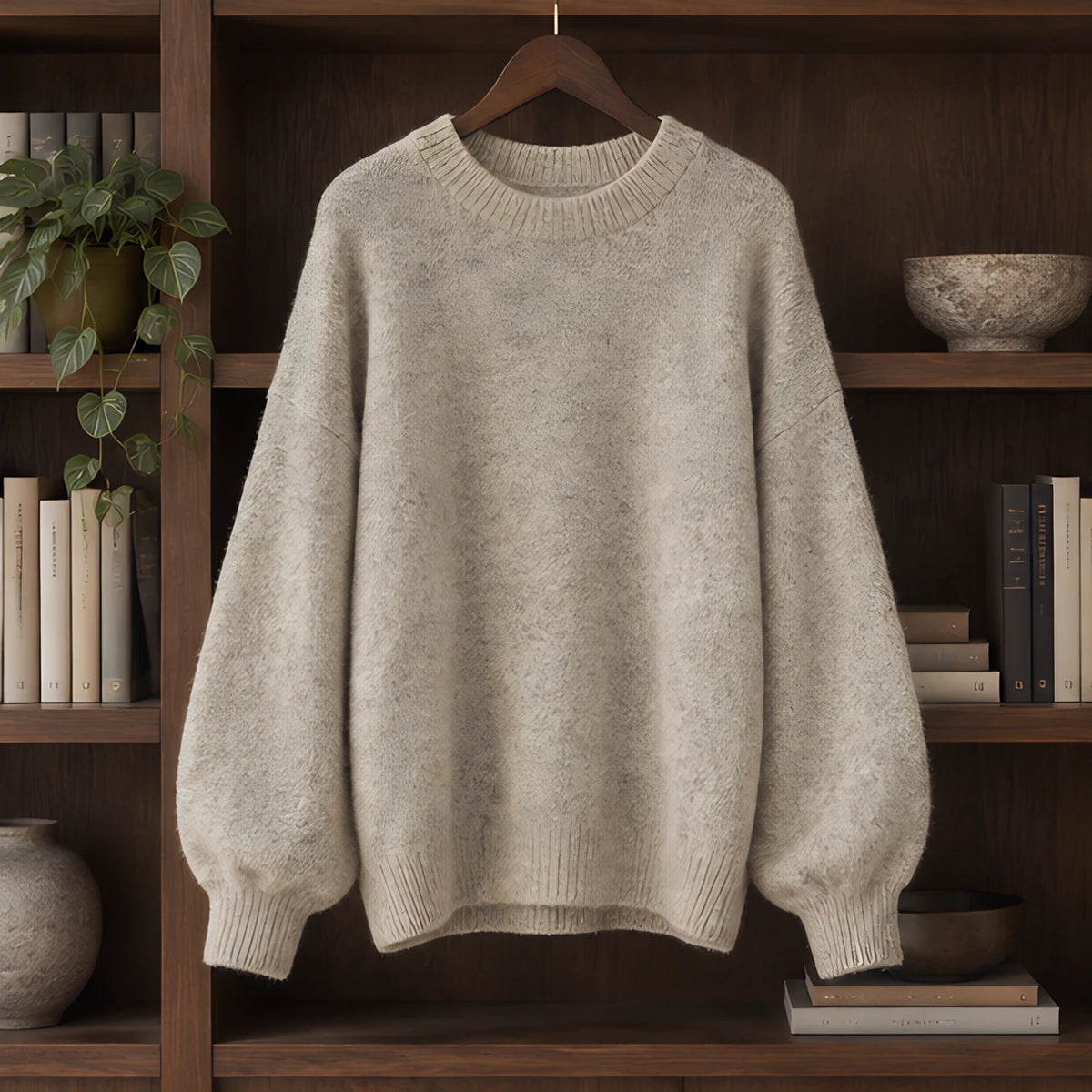 Tova Women's Oversized Crew Neck Sweater - Cream - female - Hendlys - Image 3