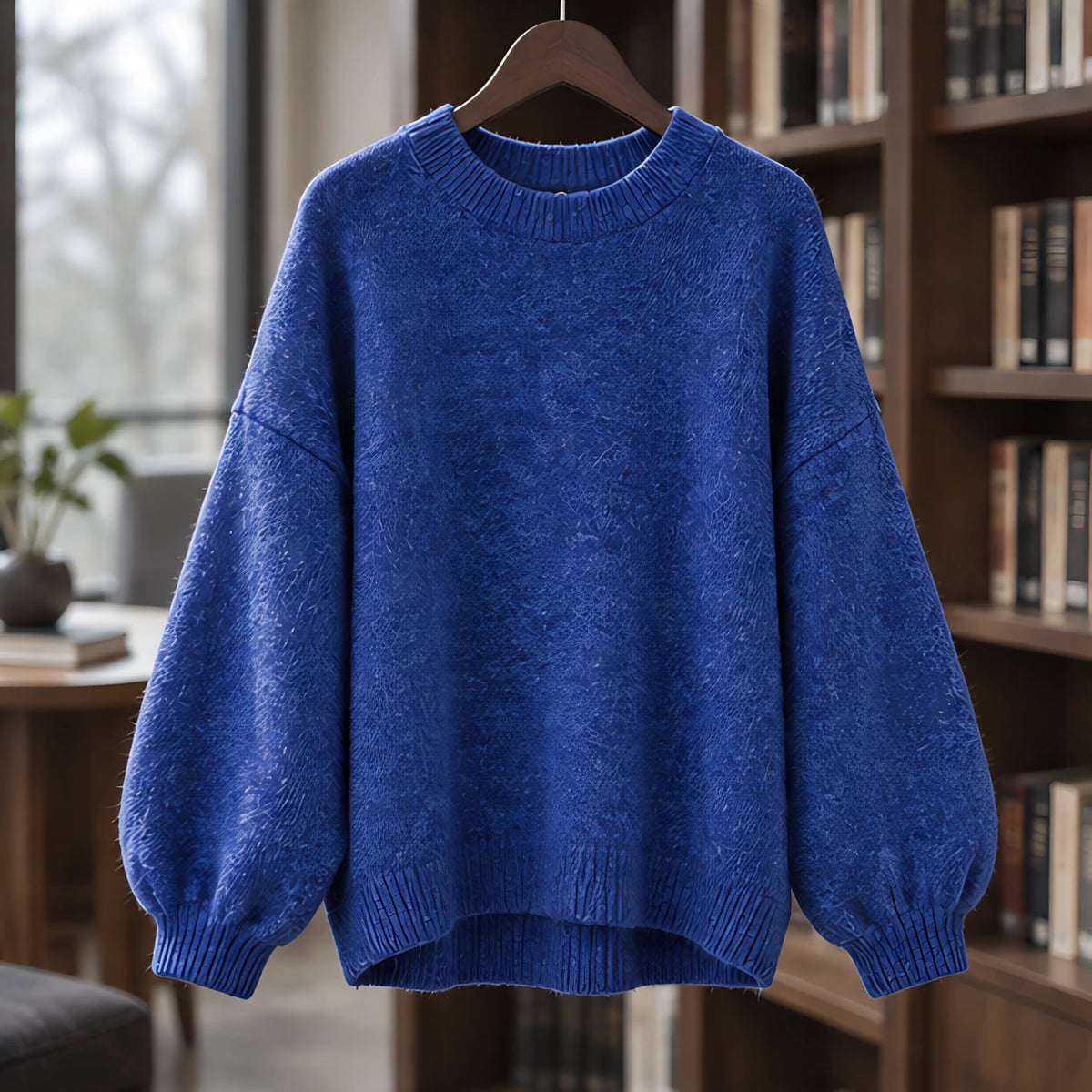 Tova Women's Oversized Crew Neck Sweater - Blue - female - Hendlys - Image 3