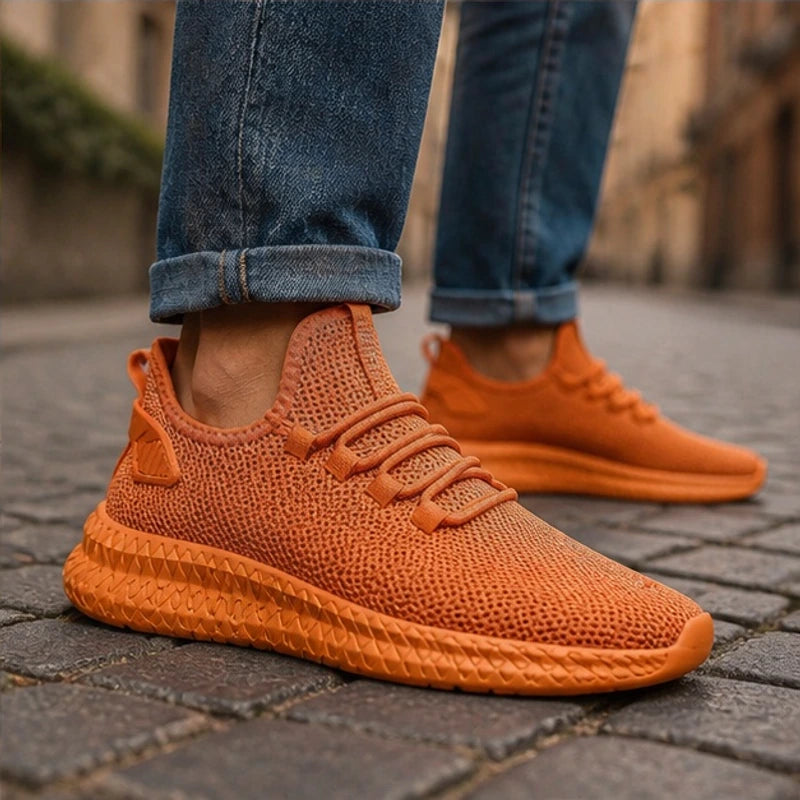 Truett Knit Mesh Sneaker - Orange - Sneakers - Hendlys - Image 1