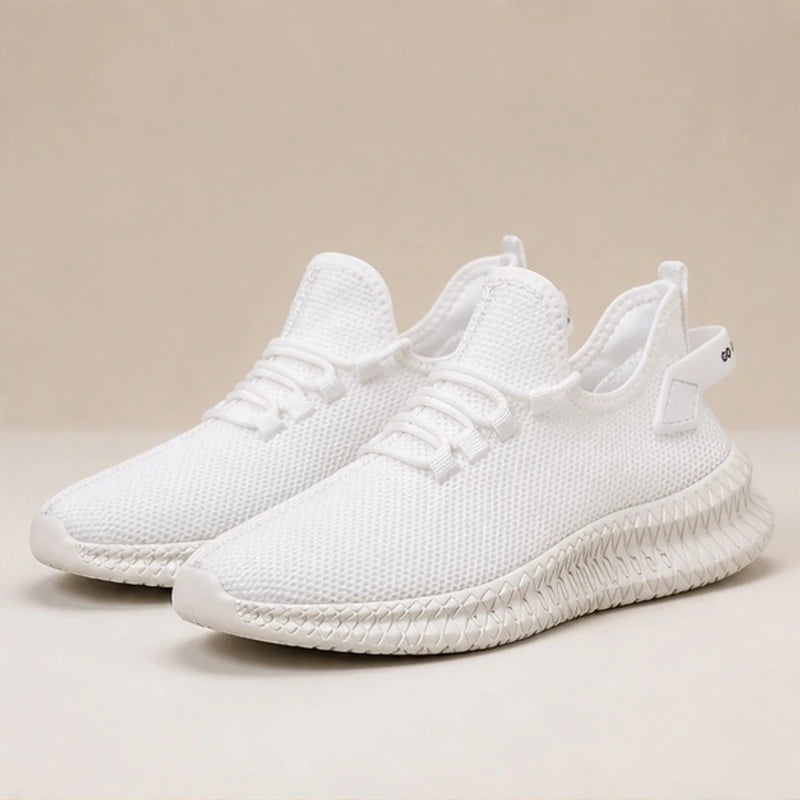 Truett Knit Mesh Sneaker - White - knit sneakers - Hendlys - Image 3