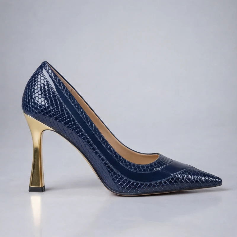 Maria May Metallic Heels - Blue - women's heels - Hendlys - Image 2