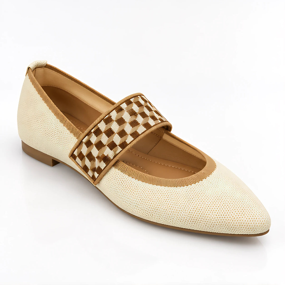 Valenne Women's Elastic-Strap Mary Jane Flats - Beige - Women's Footwear > Flats > Mary Jane Flats - Hendlys - Image 1