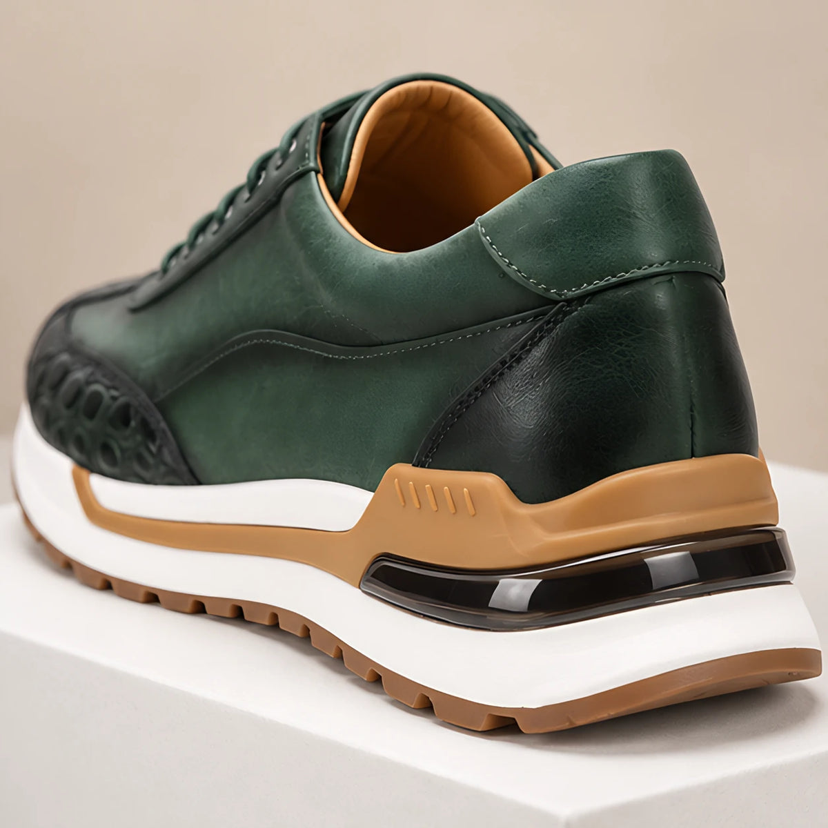 Valerio Men's Croc-Embossed Leather Sneakers - Green - Men's Footwear > Sneakers > Low-Top Sneakers - Hendlys - Image 4