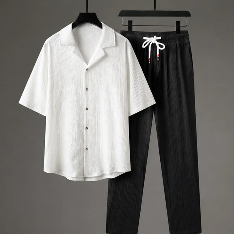Verdura Oversized Linen Set - White/Black - linen set - Hendlys - Image 3