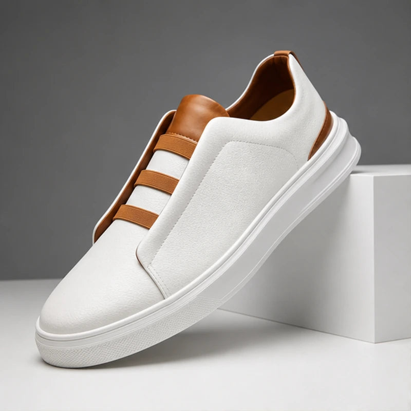 Vantinio Genuine Leather Sneakers - White - Sneakers - Hendlys - Image 1