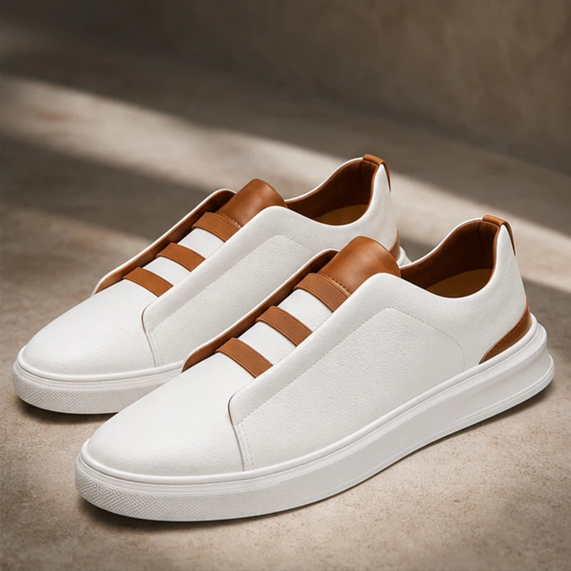 Vantinio Genuine Leather Sneakers - White - leather sneakers - Hendlys - Image 3